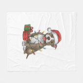 Kerstverlichting Santa Hat Pitbull Terrier Dog Chr Fleece Deken (Voorkant (Horizontaal))