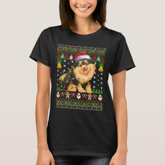 Kerstverlichting — Santa Hat Pommeren Dog T-shirt