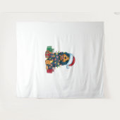 Kerstverlichting Santa Hat Portugese Waterhond Chr Wandkleed (Voorkant (horizontaal))