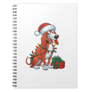 Kerstverlichting Santa Hat Redbone Coonhound Dog C Notitieboek
