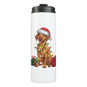 Kerstverlichting Santa Hat Rhodesian Ridgeback Dog Thermosbeker