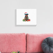 Kerstverlichting Santa Hat Rottweiler Hondenkerst Canvas Afdruk (Insitu (Woonkamer))