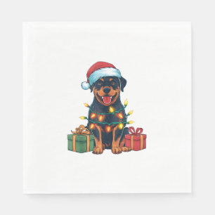 Kerstverlichting Santa Hat Rottweiler Hondenkerst Servet