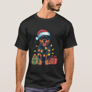 Kerstverlichting Santa Hat Rottweiler Hondenkerst T-shirt
