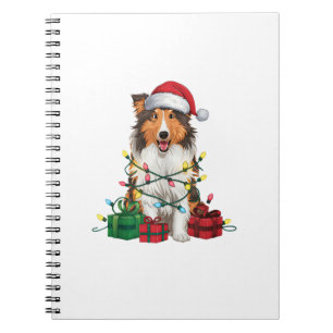 Kerstverlichting Santa Hat Rough Collie Dog Kerstm Notitieboek