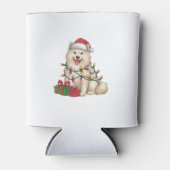 Kerstverlichting Santa Hat Samoyed Dog Kerstmis Blikjeskoeler (Voorkant)