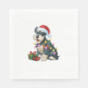 Kerstverlichting Santa Hat Schnauzer Dog Christmas Servet