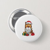 Kerstverlichting Santa Hat Sheltie Dog Kerstmis Ronde Button 5,7 Cm (Voorkant /achterkant)