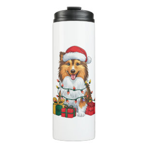 Kerstverlichting Santa Hat Sheltie Dog Kerstmis Thermosbeker