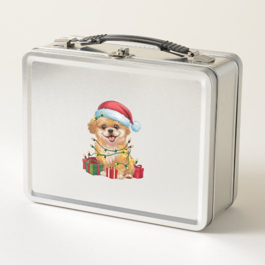 Kerstverlichting Santa Hat Shih Poo Dog Kerstmis (Voorkant)