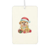 Kerstverlichting Santa Hat Shih Poo Dog Kerstmis Luchtverfrisser (Voorkant)