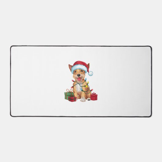 Kerstverlichting Santa Hat Skye Terrier Hond Kerst Bureaumat (Voorkant)