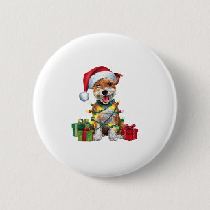 Kerstverlichting Santa Hat Skye Terrier Hond Kerst Ronde Button 5,7 Cm