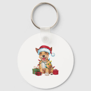 Kerstverlichting Santa Hat Skye Terrier Hond Kerst Sleutelhanger