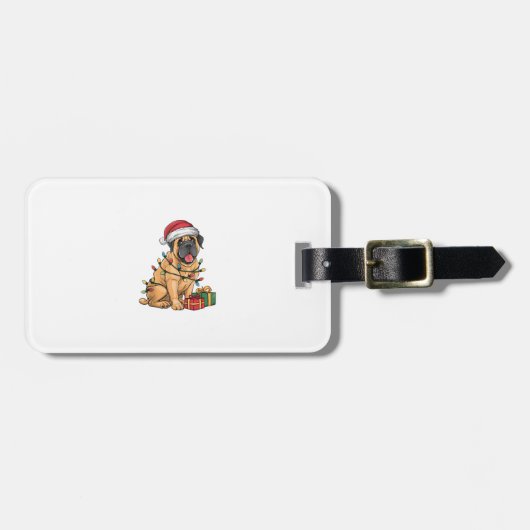 Kerstverlichting Santa Hat Spaanse Mastiff Dog Chr Bagagelabel (Voorkant horizontaal)