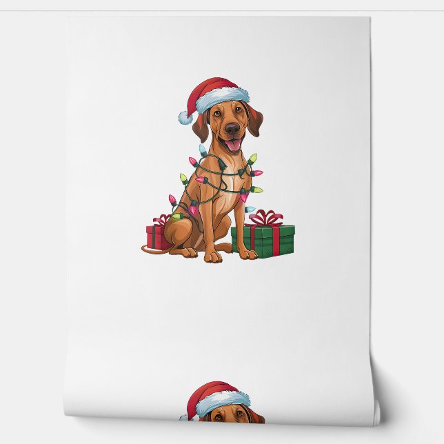 Kerstverlichting Santa Hat Thai Ridgeback Dog Kers Behang (Afrollen)