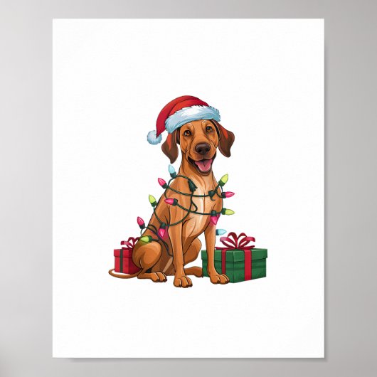 Kerstverlichting Santa Hat Thai Ridgeback Dog Kers Poster (Voorkant)