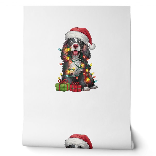 Kerstverlichting Santa Hat Welsh Springer Spaniel  Behang (Afrollen)