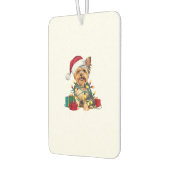 Kerstverlichting Santa Hat Yorkie Dog Kerstmis Luchtverfrisser (Links)