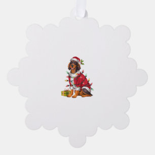 Kerstverlichting Santa Irish Setter Dog Kerstmis Ornament Kaart