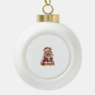 Kerstverlichting Santa Labradoodle Hond Kerstmis Keramische Bal Ornament
