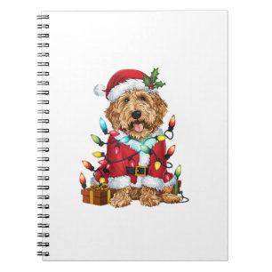 Kerstverlichting Santa Labradoodle Hond Kerstmis Notitieboek