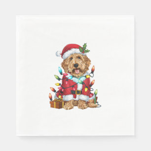 Kerstverlichting Santa Labradoodle Hond Kerstmis Servet
