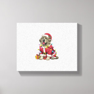 Kerstverlichting Santa Newfoundland Dog Christmas Canvas Afdruk