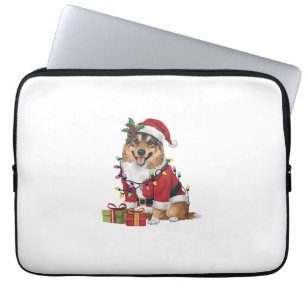 Kerstverlichting Santa Norwegian Elkhound Dog Chri Laptop Sleeve