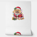 Kerstverlichting Santa Pommeranian Dog Christmas Behang<br><div class="desc">Kerstverlichting Santa Pommeranian Dog Christmas</div>