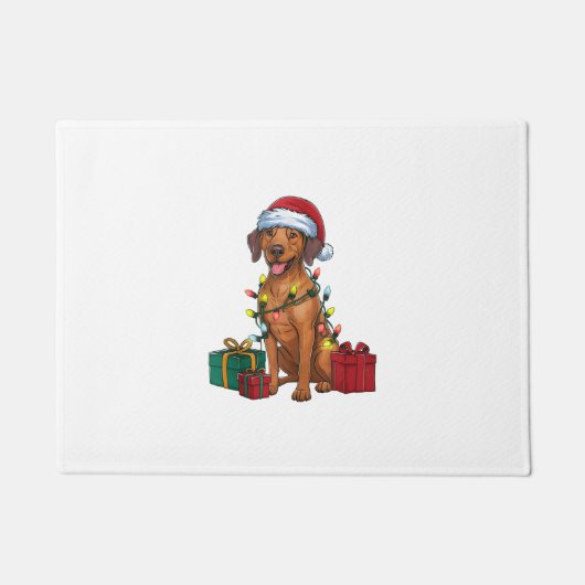 Kerstverlichting Santa Rhodesian Ridgeback Dog Chr Deurmat (Voorkant)