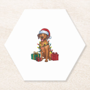 Kerstverlichting Santa Rhodesian Ridgeback Dog Chr Kartonnen Onderzetters
