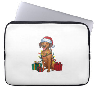 Kerstverlichting Santa Rhodesian Ridgeback Dog Chr Laptop Sleeve