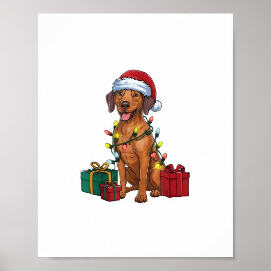 Kerstverlichting Santa Rhodesian Ridgeback Dog Chr Poster (Voorkant)