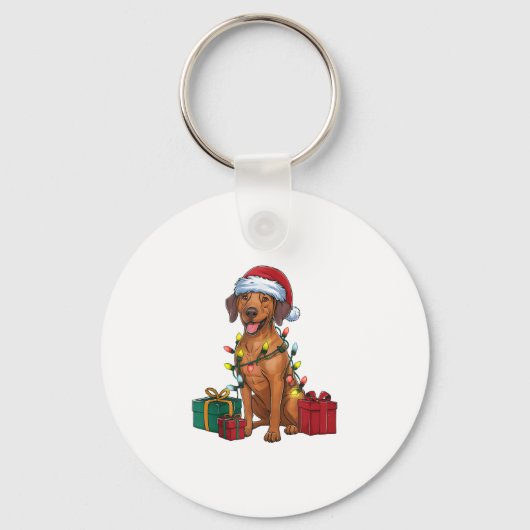 Kerstverlichting Santa Rhodesian Ridgeback Dog Chr Sleutelhanger (Voorkant)