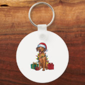 Kerstverlichting Santa Rhodesian Ridgeback Dog Chr Sleutelhanger (Voorkant)