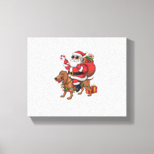 Kerstverlichting Santa Riding Basset Hound Dog Chr Canvas Afdruk
