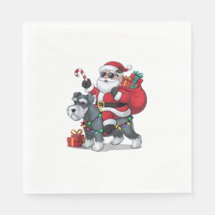 Kerstverlichting Santa Riding Border Terrier Hond  Servet