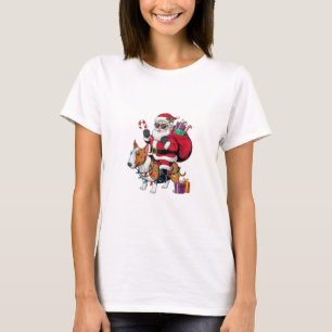 Kerstverlichting Santa Riding Bull Terrier Dog Chr T-shirt