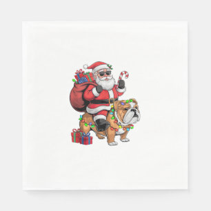 Kerstverlichting Santa Riding Bulldog Kerstmis Servet