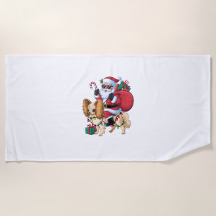 Kerstverlichting Santa Riding Chinese Crested Dog Strandlaken