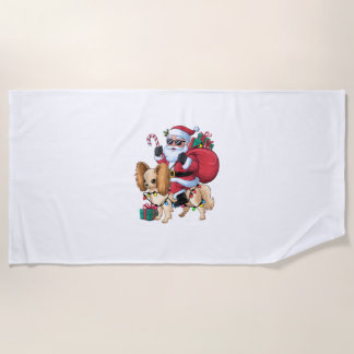 Kerstverlichting Santa Riding Chinese Crested Dog  Strandlaken