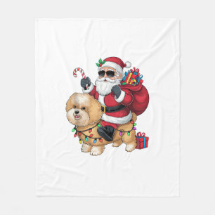 Kerstverlichting Santa Riding Chow Chow Dog Kerstm Fleece Deken