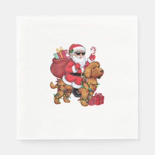 Kerstverlichting Santa Riding Cockapoo Dog Christm Servet