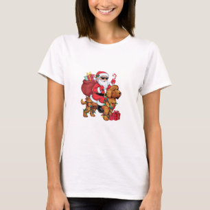 Kerstverlichting Santa Riding Cockapoo Dog Christm T-shirt