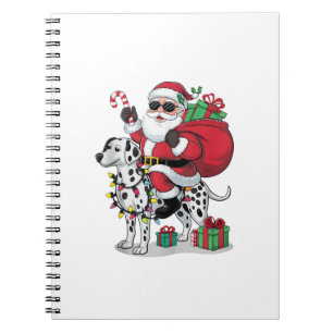 Kerstverlichting Santa Riding Dalmatische Hond Ker Notitieboek