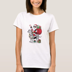 Kerstverlichting Santa Riding Dalmatische Hond Ker T-shirt