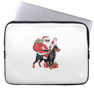 Kerstverlichting Santa Riding Doberman Pinscher Do Laptop Sleeve