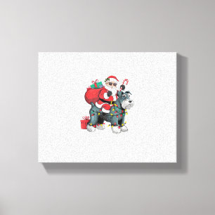 Kerstverlichting Santa Riding Giant Schnauzer Dog Canvas Afdruk