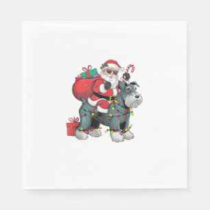 Kerstverlichting Santa Riding Giant Schnauzer Dog  Servet